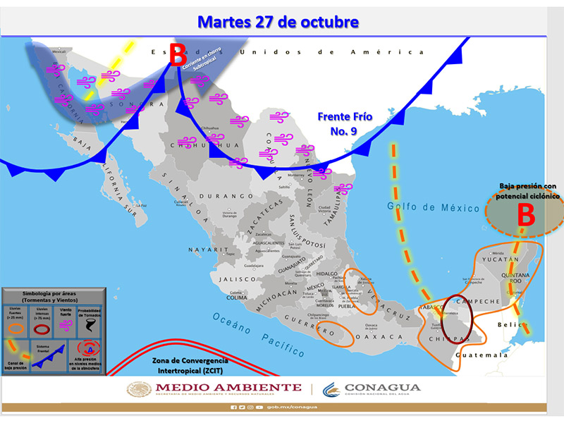 Mapa. Pronóstico de nevada para Juárez