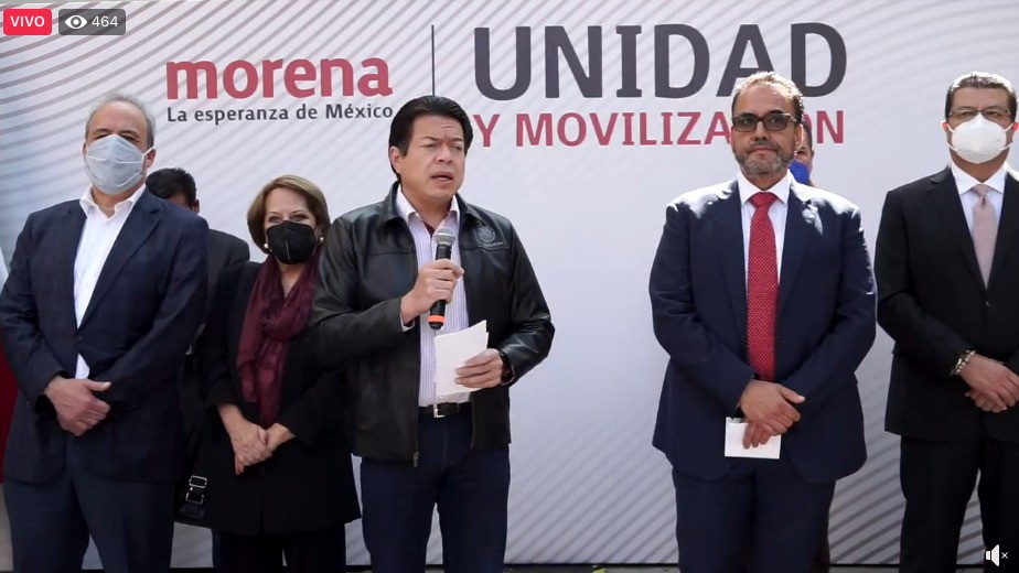 Mario Delgado en el anuncio oficial de la candidatura de Juan Carlos Loera