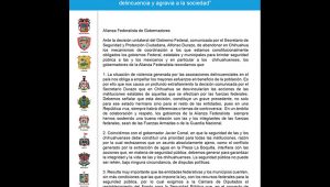Carta de la Alianza Federalista en la que piden a la 4T que resuelva la descoordinación con Chihuahua