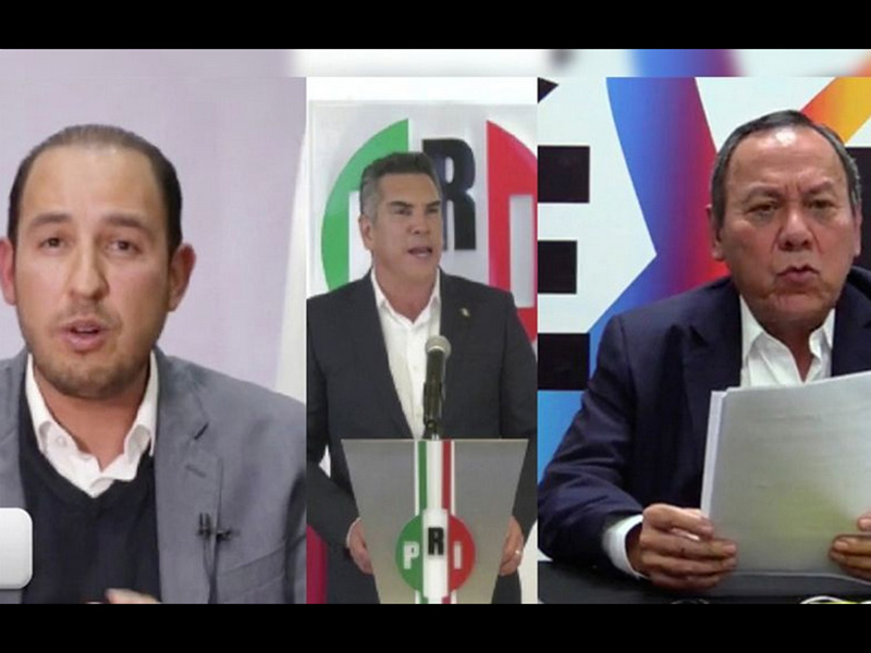 Líderes nacionales del PAN, PRI y PRD, quienes conforman el Tucom