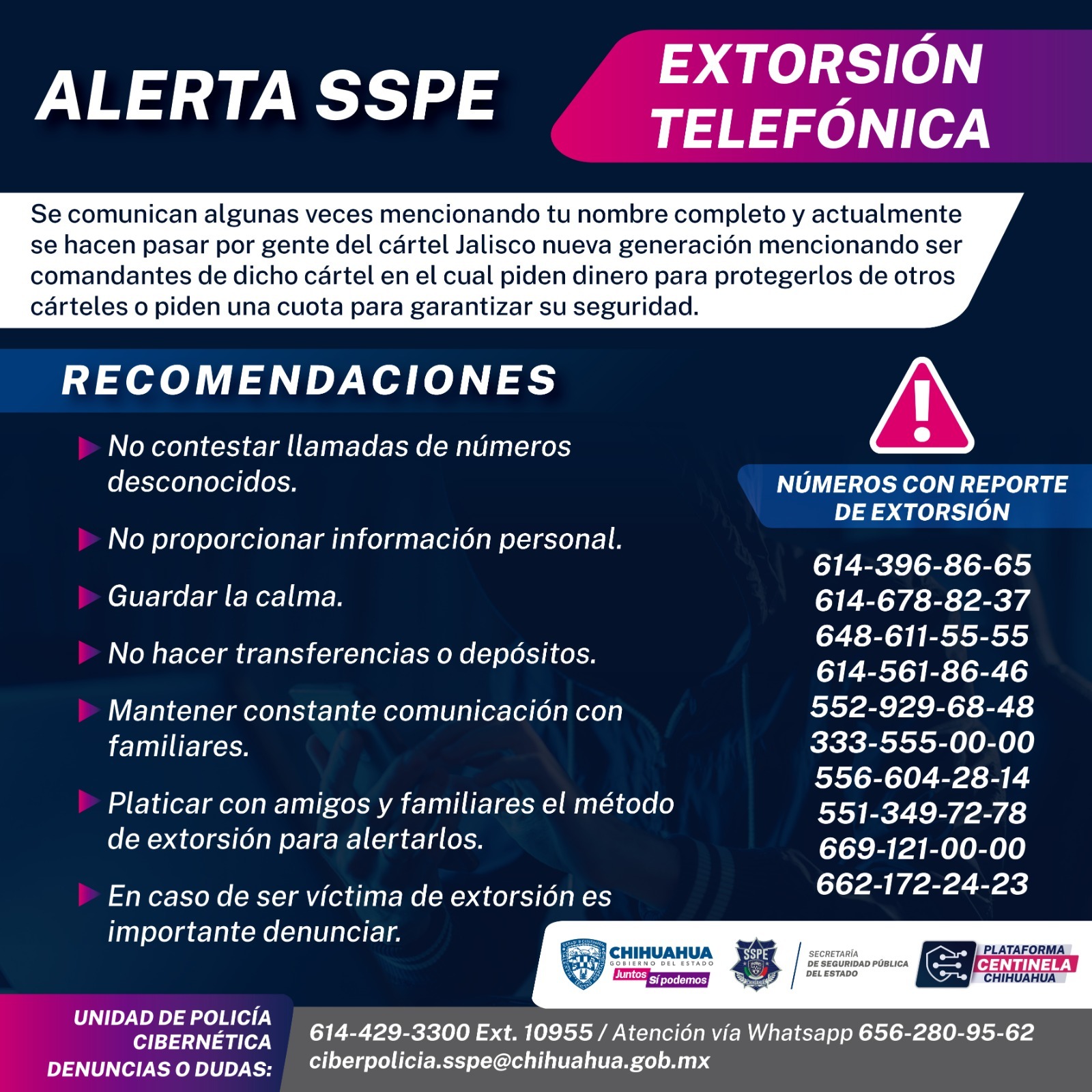 ¡Cuidado! Alerta SSPE por llamadas de extorsión, fraude o secuestro ...